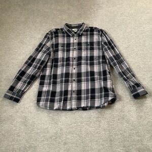 The North Face Black and Gray Plaid Flannel Buttondown Shirt Sz. XXL